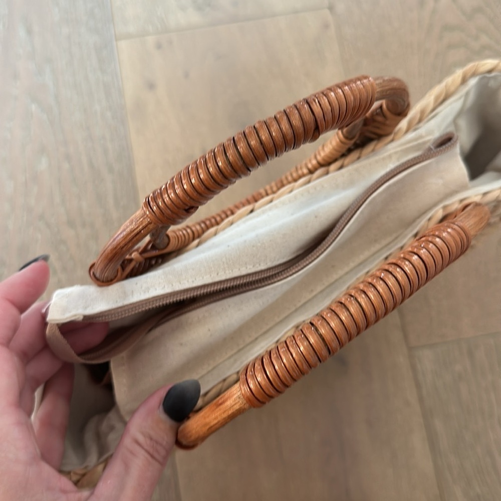 Top Handle Woven Straw Summer Tote Bag - Picture 8 of 11